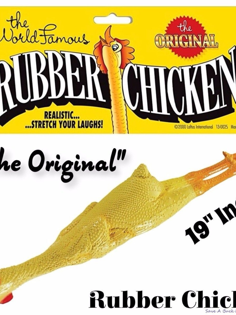The Original RUBBER CHICKEN  - Yellow Stretch Toy for Pets 🐶🐾